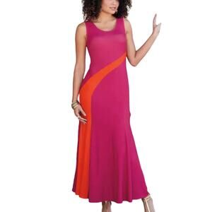 Ashro Pink & Orange Colorblock Sleeveless Maxi Dress Size S